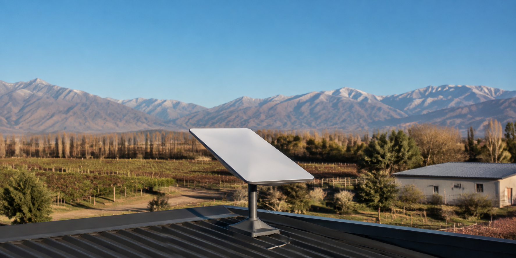 Imagen ilustrativa de antena satelital en zona rural